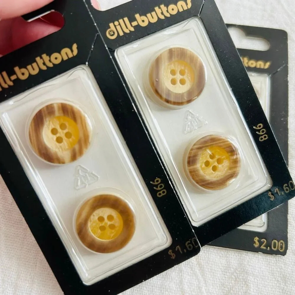 (6) Vintage dill-buttons 7/8” & 11/16” Made in Germany